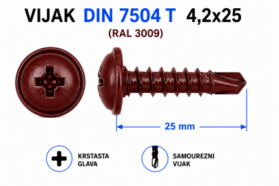 VIJAK DIN 7504 T 4,2x25 (RAL 3009)